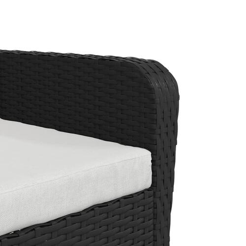 Havestol med fodskammel polyrattan sort