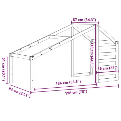 Stel til husseng 198x87x113 cm massivt fyrretræ hvid