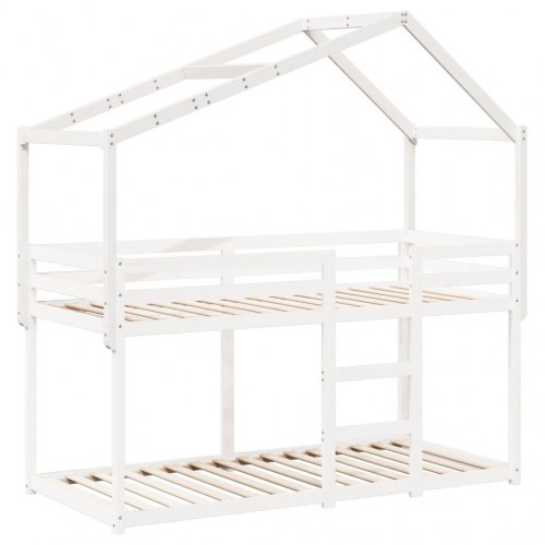 Stel til husseng 203x80,5x142 cm massivt fyrretræ hvid