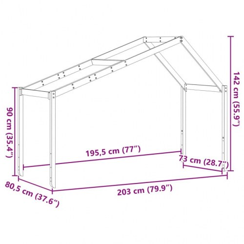 Stel til husseng 203x80,5x142 cm massivt fyrretræ hvid