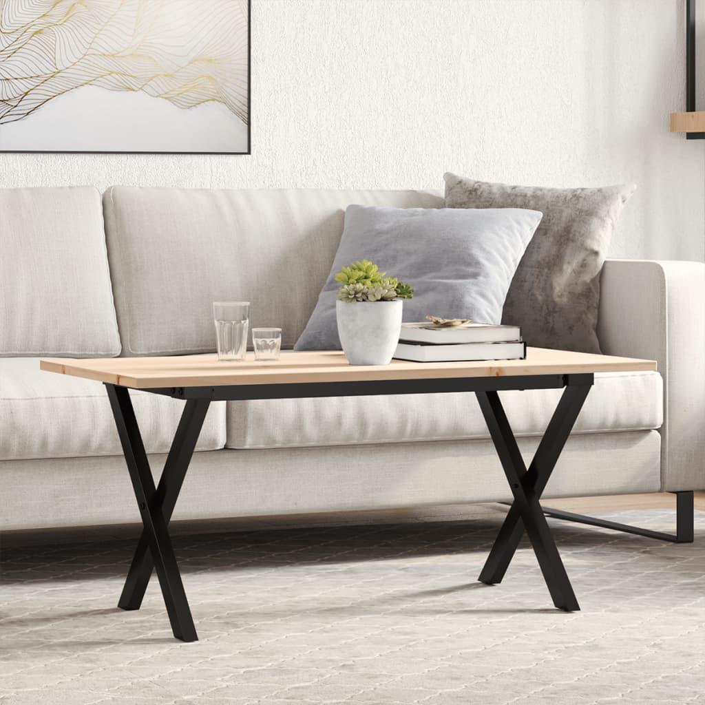 Sofabord 100x50x45 cm X-stel massivt fyrretræ og stål
