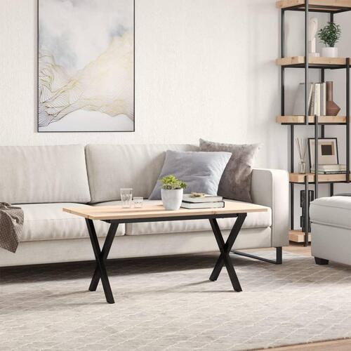 Sofabord 100x50x45 cm X-stel massivt fyrretræ og stål