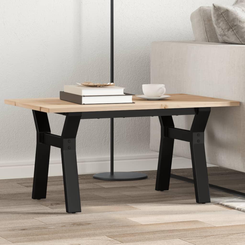 Sofabord 80x50x40 cm Y-stel massivt fyrretræ og stål billede