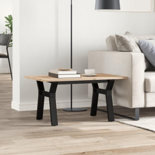 Sofabord 80 x 50 x 40 cm med Y-stel i massivt fyrretræ og stål