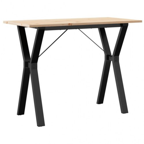 Spisebord 100 x 50 x 75 cm med Y-stel i massivt fyrretræ og stål