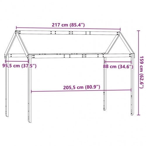 Stel til husseng 217x95,5x159 cm massivt fyrretræ hvid