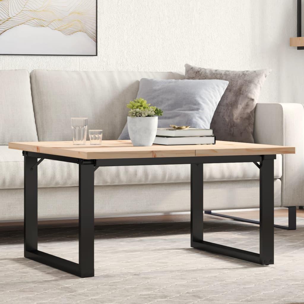 Sofabord 90x90x45,5 cm O-stel massivt fyrretræ og stål