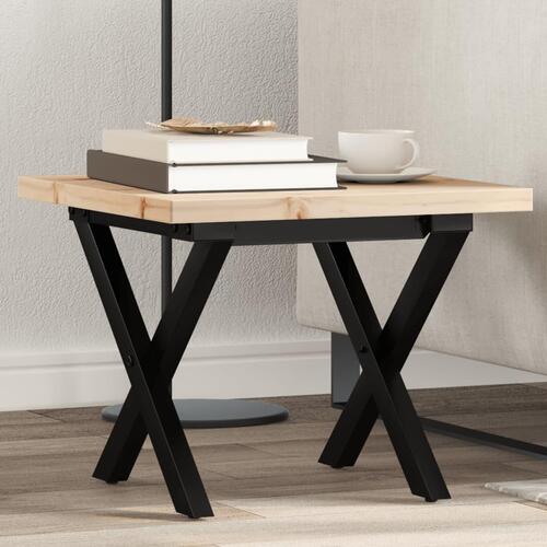 Sofabord 40x40x35,5 cm X-stel massivt fyrretræ og stål