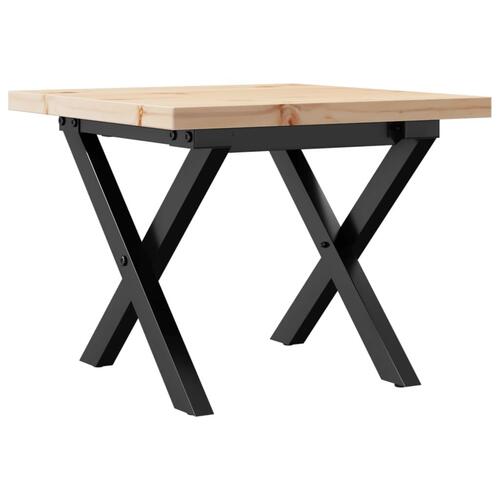 Sofabord 40x40x35,5 cm X-stel massivt fyrretræ og stål