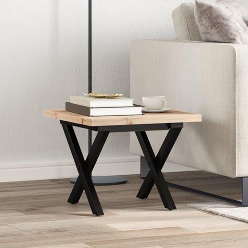 Sofabord 40x40x35,5 cm X-stel massivt fyrretræ og stål