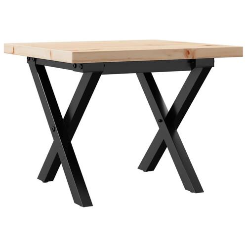 Sofabord 40x40x35,5 cm X-stel massivt fyrretræ og stål
