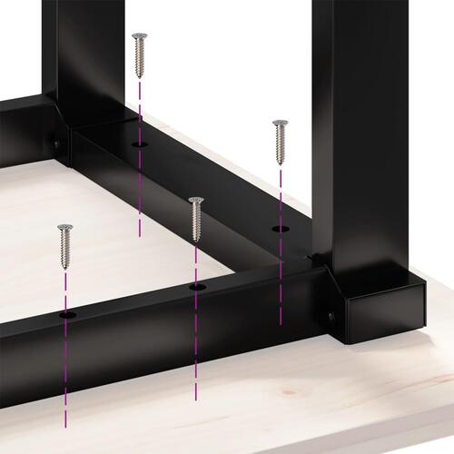 Spisebord 180x90x75,5 cm O-stel massivt fyrretræ og stål