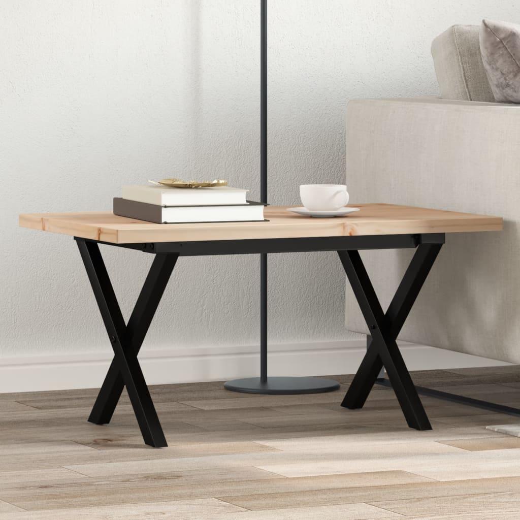 Sofabord 80x50x40,5 cm X-stel massivt fyrretræ og stål