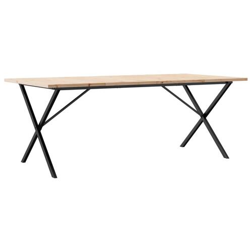 Spisebord 200x100x75,5 cm X-stel massivt fyrretræ og stål