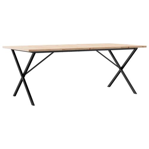 Spisebord 200x100x75,5 cm X-stel massivt fyrretræ og stål