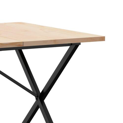 Spisebord 200x100x75,5 cm X-stel massivt fyrretræ og stål