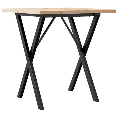 Spisebord 70x70x75,5 cm X-stel massivt fyrretræ og støbejern