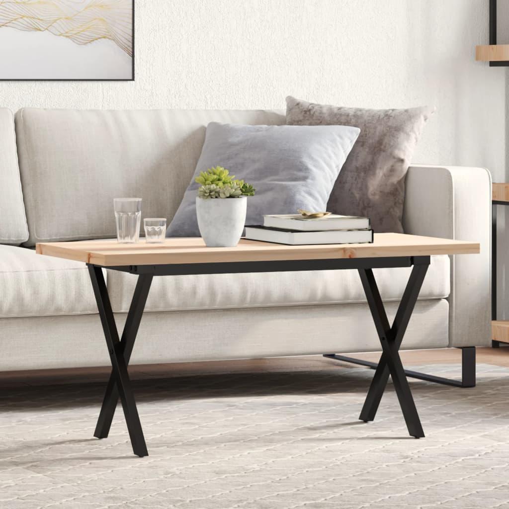 Sofabord 90x40x45,5 cm X-stel massivt fyrretræ og stål