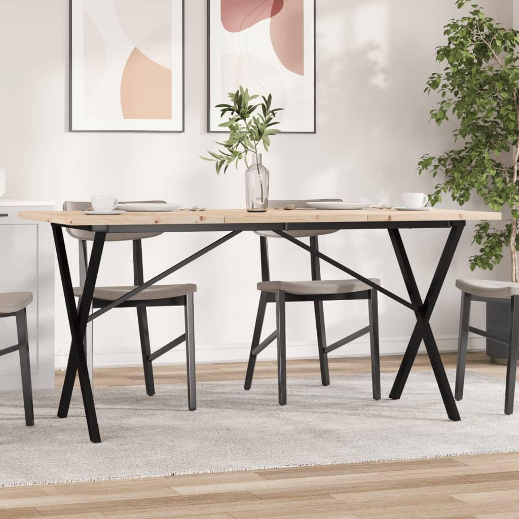 Spisebord 160x80x75,5 cm X-stel massivt fyrretræ og støbejern