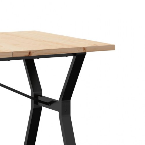 Spisebord 140 x 80 x 75,5 cm med Y-stel i massivt fyrretræ og stål