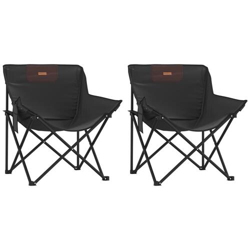 Campingstole med lommer 2 stk. foldbar sort