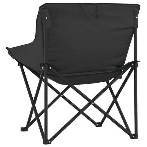 Campingstole med lommer 2 stk. foldbar sort
