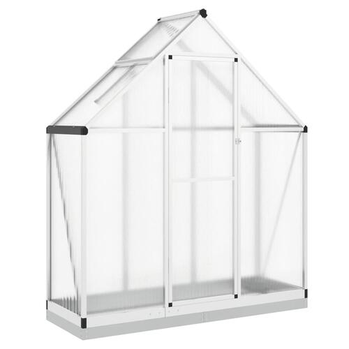 Drivhus med fundamentramme 169x58x202 cm aluminium sølvfarvet