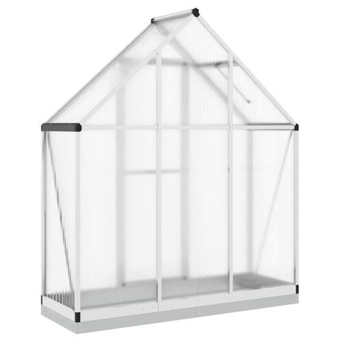 Drivhus med fundamentramme 169x58x202 cm aluminium sølvfarvet