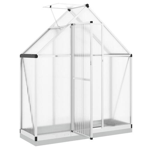 Drivhus med fundamentramme 169x58x202 cm aluminium sølvfarvet