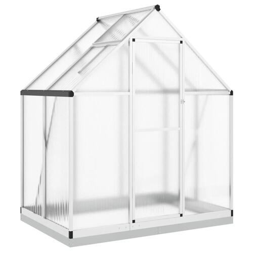 Drivhus med fundamentramme 169x114x202 cm aluminium sølvfarvet