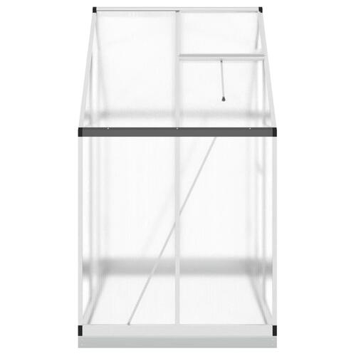 Drivhus med fundamentramme 169x114x202 cm aluminium sølvfarvet