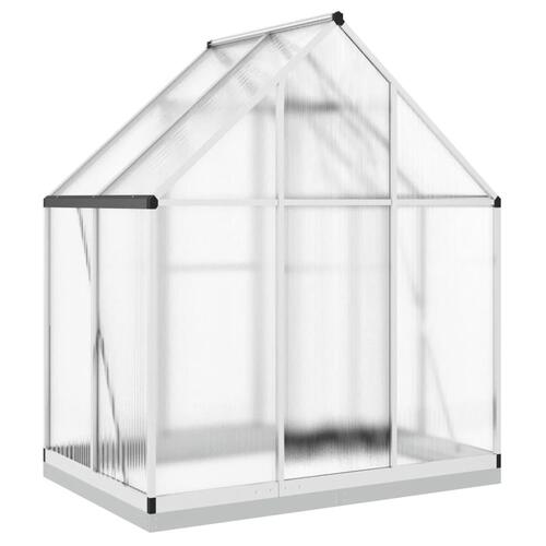 Drivhus med fundamentramme 169x114x202 cm aluminium sølvfarvet