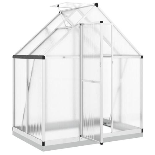 Drivhus med fundamentramme 169x114x202 cm aluminium sølvfarvet