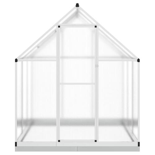 Drivhus med fundamentramme 169x169x202 cm aluminium sølvfarvet