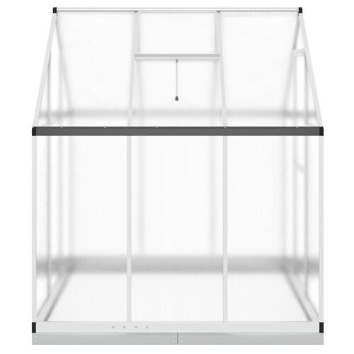 Drivhus med fundamentramme 169x169x202 cm aluminium sølvfarvet
