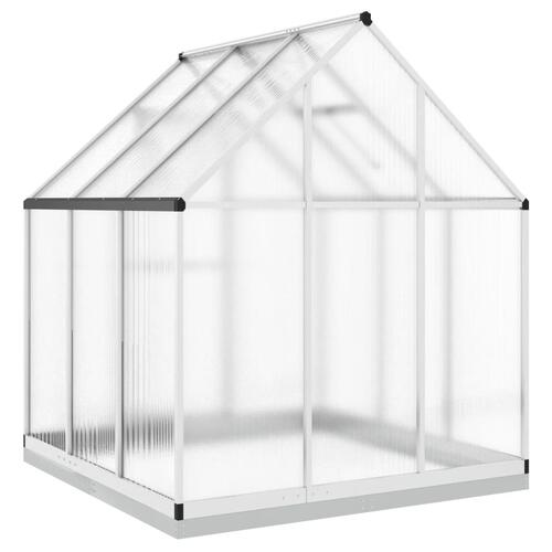 Drivhus med fundamentramme 169x169x202 cm aluminium sølvfarvet