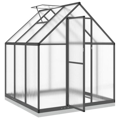 Drivhus med fundamentramme 169x169x202 cm aluminium antracitgrå