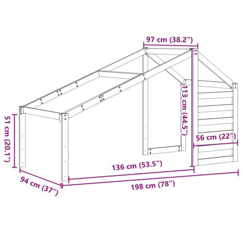Stel til husseng 198x97x113 cm massivt fyrretræ hvid