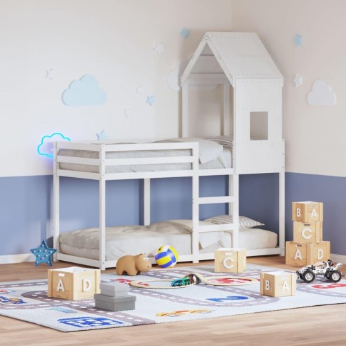 Stel til husseng 60x99x139,5 cm massivt fyrretræ hvid
