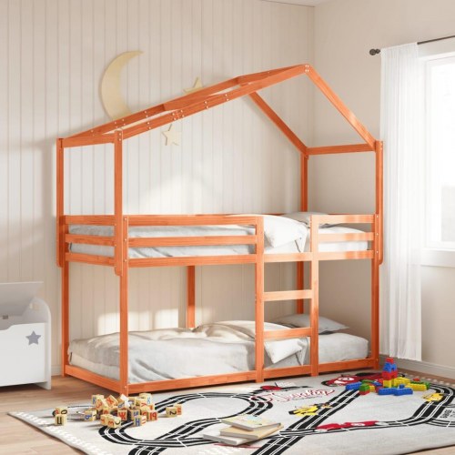 Stel til husseng 203x80,5x142 cm massivt fyrretræ gyldenbrun