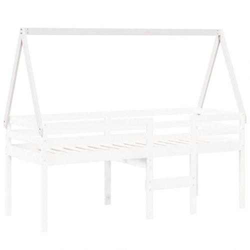 Stel til husseng 209x95,5x88 cm massivt fyrretræ hvid