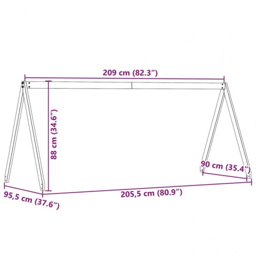 Stel til husseng 209x95,5x88 cm massivt fyrretræ hvid