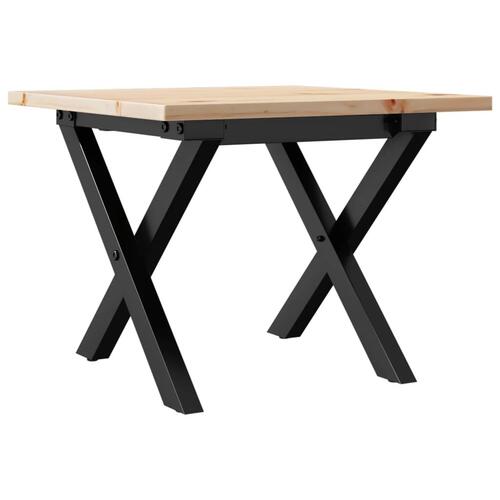 Sofabord 40x40x35 cm X-stel massivt fyrretræ og stål
