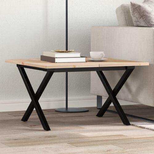 Sofabord 60x60x40 cm X-stel massivt fyrretræ og stål
