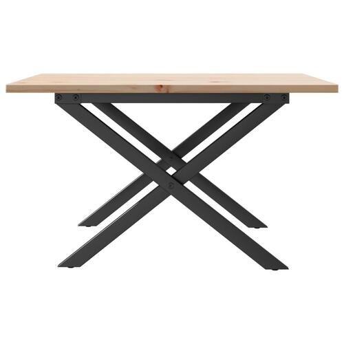 Sofabord 60x60x40 cm X-stel massivt fyrretræ og stål