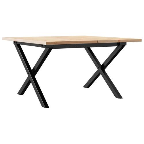 Sofabord 60x60x40 cm X-stel massivt fyrretræ og stål