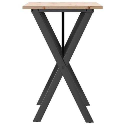 Spisebord 80x50x75 cm X-stel massivt fyrretræ og stål