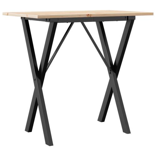 Spisebord 80x50x75 cm X-stel massivt fyrretræ og stål