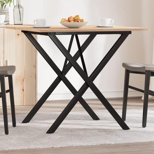 Spisebord 90x90x75 cm X-stel massivt fyrretræ og stål