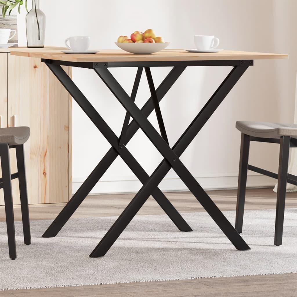Spisebord 90x90x75 cm X-stel massivt fyrretræ og stål